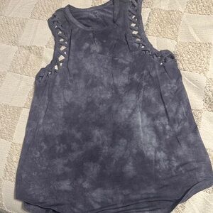 American Eagle Outfitters Gray Black Cut Out Muscle Tee